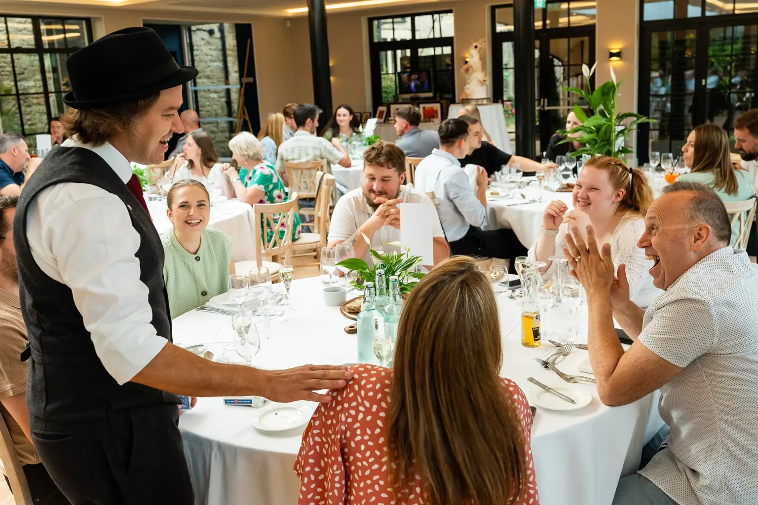 the pear tree magician with guests